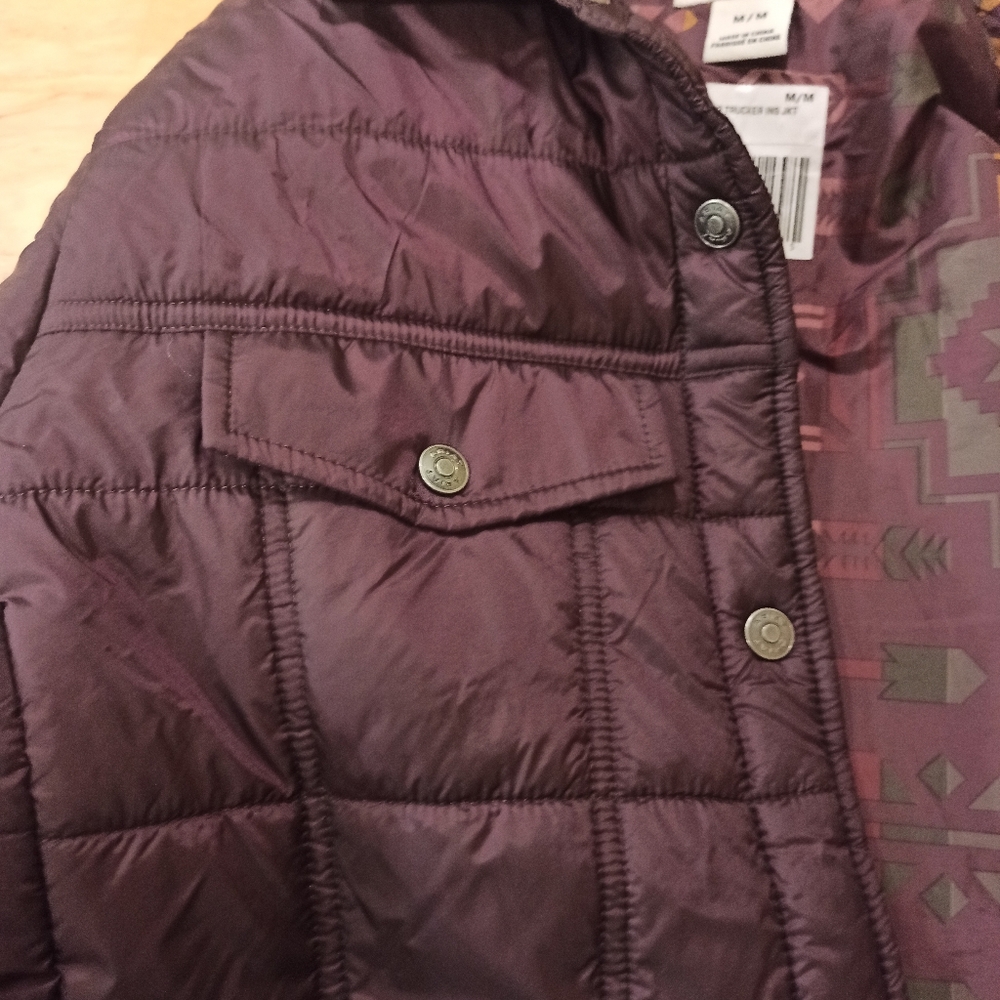 Ariat Women's REAL Puffer Trucker Jacket, Mulberry Wine Size Medium - Picture 5 of 10